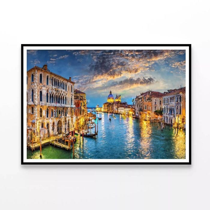 Canal with Buildings & Sky  Print 100% Australian Made 120x90cm  (Poster)