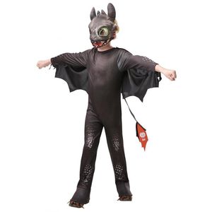 Toothless Halloween Costume for Kids Night Fury Deluxe Jumpsuit with Wings and Mask, Small