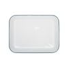 Argon Tableware Enamel Baking Tray - Green Rim Lightweight Metal Rectangular Enamel Oven Tray Kitchen Bakeware Flat Cooking Pan