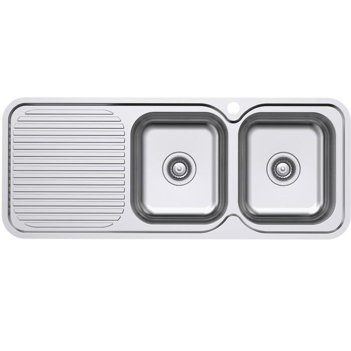 Everhard 1180mm 1TH RH Stainless Steel Classic Standard 2 Bowl And Drainer