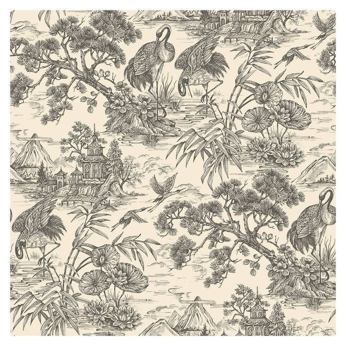 Natoru Charcoal Cream Wallpaper by Holden Decor  10.05m by  53cm