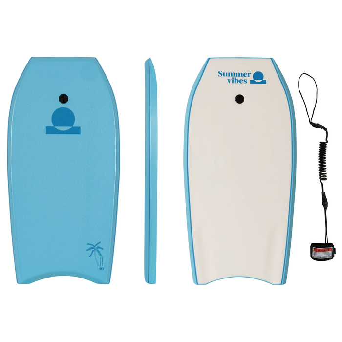 Summer Vibes Bodyboard With Coil - Blue White - Blue / White, 42