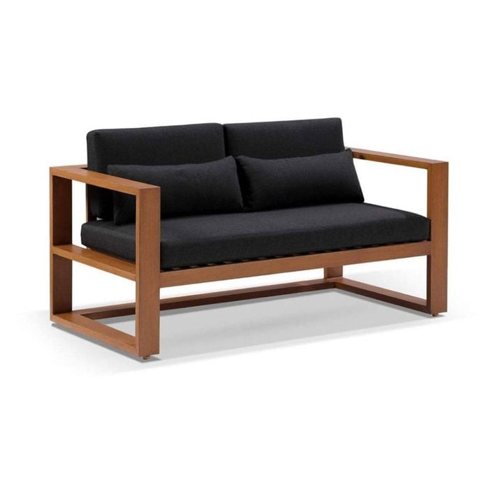Santorini 2 Seater Outdoor Aluminium Lounge In Teak