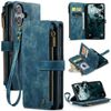 CaseMe C30 For Apple iPhone 17 Vintage Leather Folio Zipper Wallet Case  and 7 Card Slots (Sky Blue)