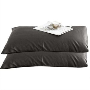 CottonMore 2pcs of 100% Cotton 650TC Sateen Pillowcases Dark Grey 48x73cm