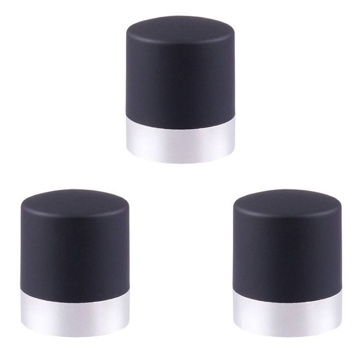 3PK Bartender Twist-Lock Champagne Bottle Resealer - Silver