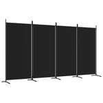 vidaXL 4-Panel Room Divider Black Fabric Privacy Screen Room Separator Folding