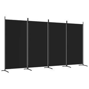 vidaXL 4-Panel Room Divider Black Fabric Privacy Screen Room Separator Folding