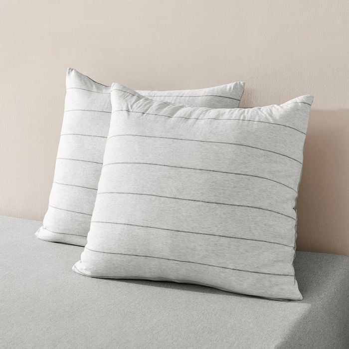 Dreamaker Jersey Luxe 100% Cotton European Pillowcase Twin Pack Silver Grey