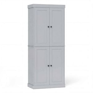 Costway 4-Door Buffet Sideboard Cupboard Grey