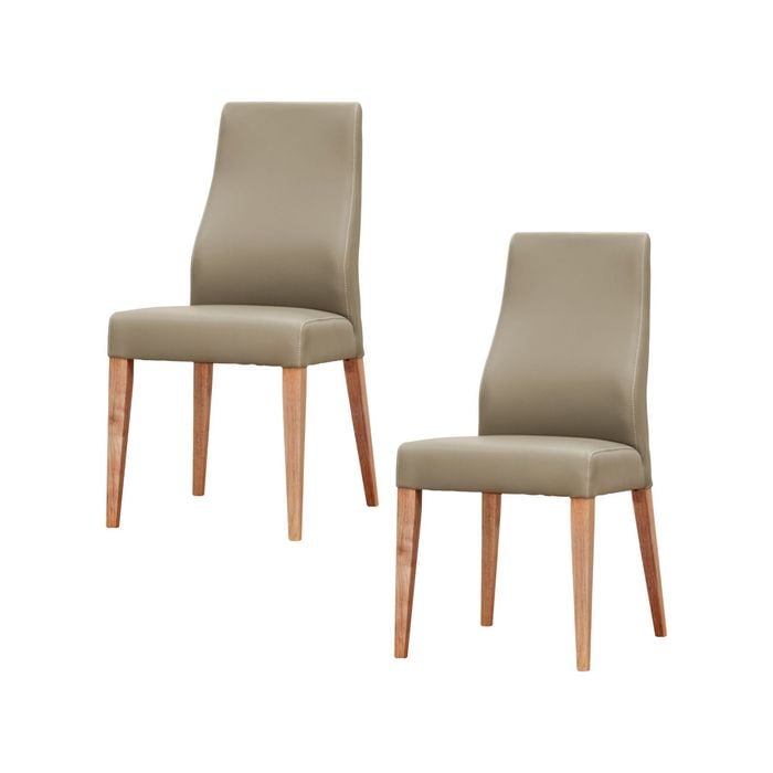 Rosemallow Dining Chair Set of 2 PU Leather Seat Solid Messmate Timber - Silver