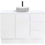 CIBO 1200mm White Nordic Full Height Bathroom Vanity With Light Grey / White Countertop Basin