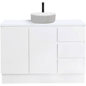 CIBO 1200mm White Nordic Full Height Bathroom Vanity with Light Grey / White Countertop Basin