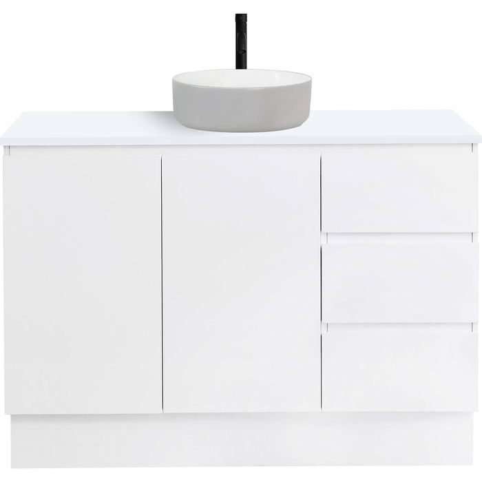 CIBO 1200mm White Nordic Full Height Bathroom Vanity with Light Grey / White Countertop Basin