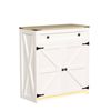 Ufurniture Farmhouse Sideboard Buffet Cabinet With Led Light Kitchen Storage Cabinet With Drawer & Barn Doors White