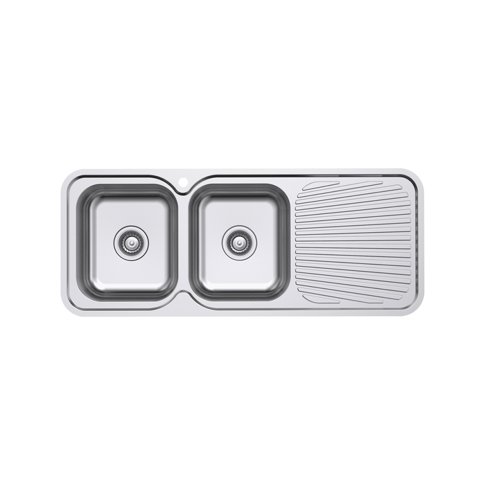 Estilo Stainless Steel Double Left Hand Bowl Inset Sink With Drainer