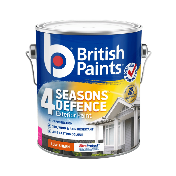British Paints 4 Seasons Defence 2L Extra Bright Low Sheen Exterior Paint