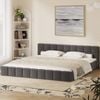 Oikiture Bed Frame King Size Tufted Headboard Grey Velvet