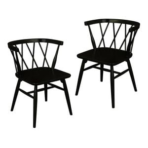 Centrum Furniture Sierra Cross Back Oak Chair - Set of 2 - Black