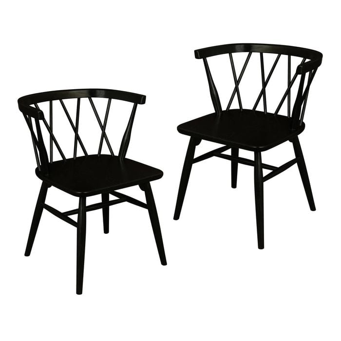 Centrum Furniture Sierra Cross Back Oak Chair - Set of 2 - Black