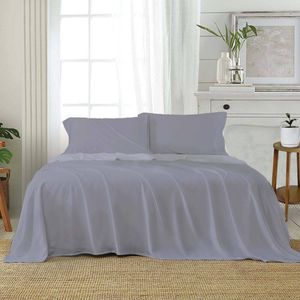 J Elliot Home Microfibre Queen Bed Sheet w/ Pillowcases Bedding Set Silver Grey