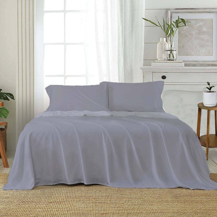J Elliot Home Microfibre Queen Bed Sheet w/ Pillowcases Bedding Set Silver Grey