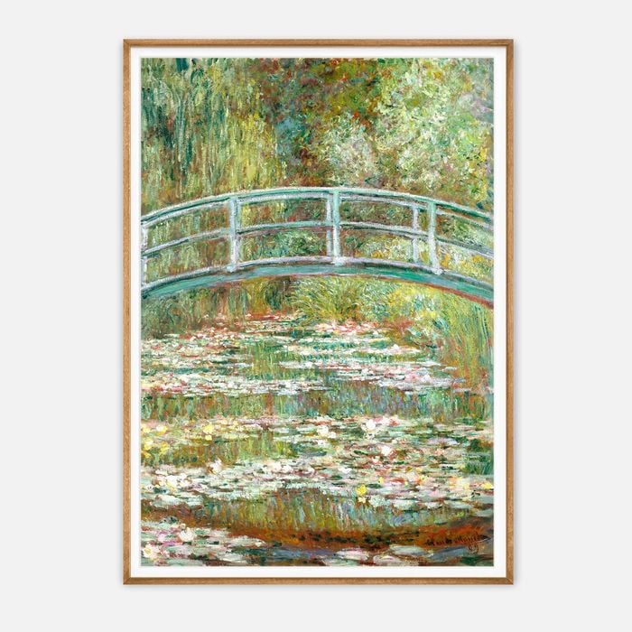 Galrie Monet’s Japanese Bridge Art Print Iconic Impressionist Masterpiece for Home Decor, Wood Frame, 50 x 70cm (20 x 28inch)