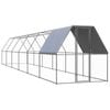 vidaXL Chicken Cage Hen House Poultry Coop Enclosure Backyard Galvanised Steel 2x12x2 m