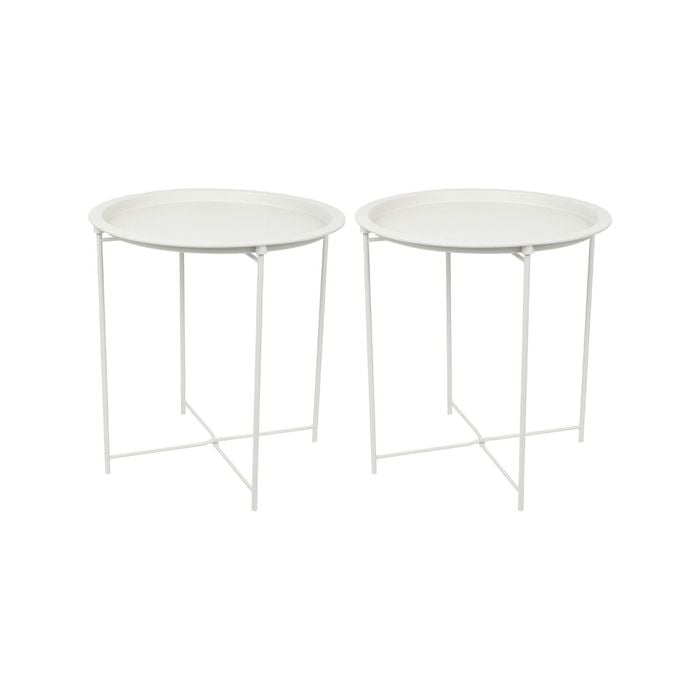 Harbour Housewares Round Steel Tray Tables - Pack of 2