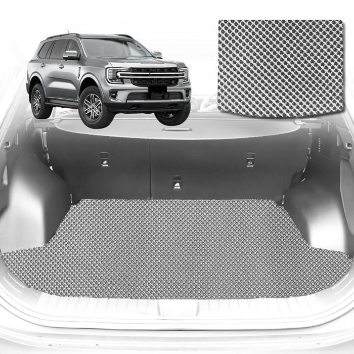 6D Diamond Car Boot Mat for Ford Everest UA 2022-Current-(3rd Row seats up/7 seater)-Cargo Mat-Grey-Outback GT