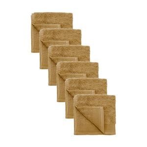 6PK Bambury Elvire 600gsm Soft Absorbent Cotton Face Washer 33x33cm Brown