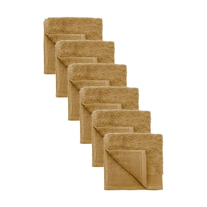 6PK Bambury Elvire 600gsm Soft Absorbent Cotton Face Washer 33x33cm Brown