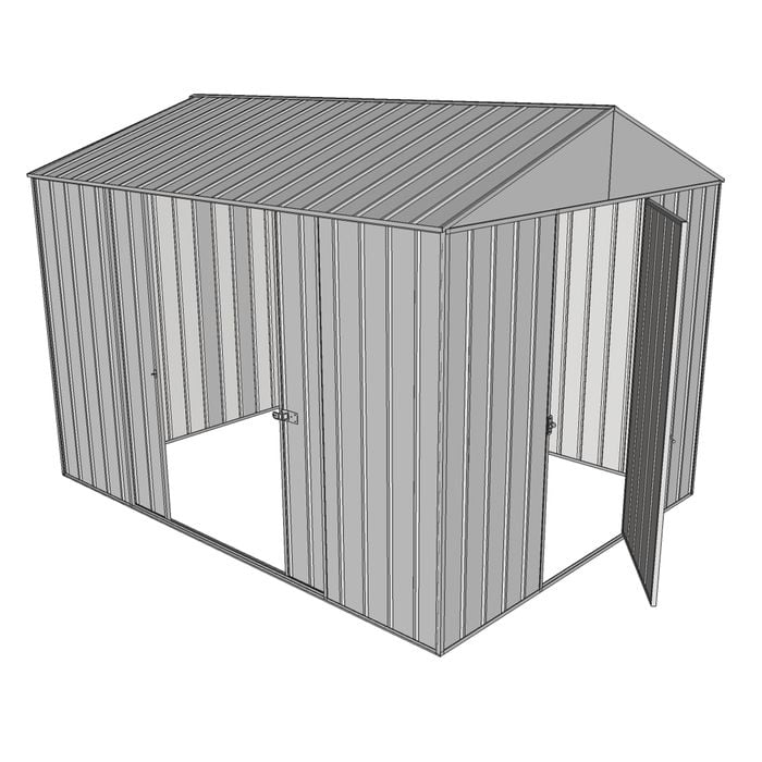 Build-a-Shed 2.3 x 3.0 x 2.3m Front Gable Double Sliding Side Door Shed - Zinc