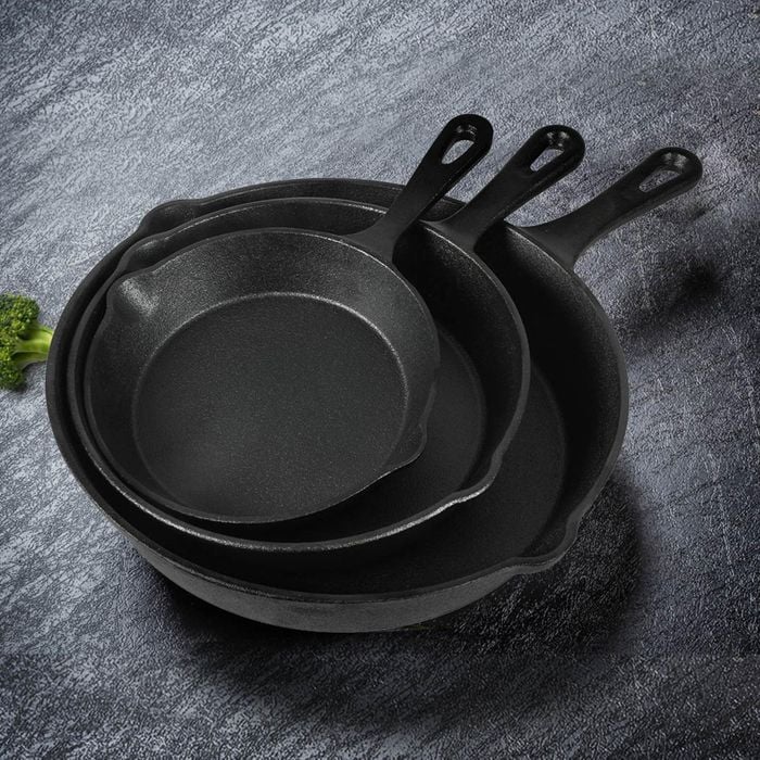 TOQUE Non Stick Frying Pan Set 3PCS Cast Iron Steak Skillet BBQ ...