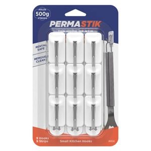 Perma Small White Adhesive Hooks - 9 Pack