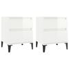 vidaXL 2x Bedside Cabinets High Gloss White Nightstand End Table with Storage