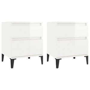 vidaXL 2x Bedside Cabinets High Gloss White Nightstand End Table with Storage