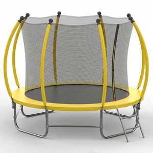 Advwin 10FT Recreational Trampoline Outdoor for Kids w/Safety Enclosure Net, Ladder, Max Limit 150 kg，Yellow