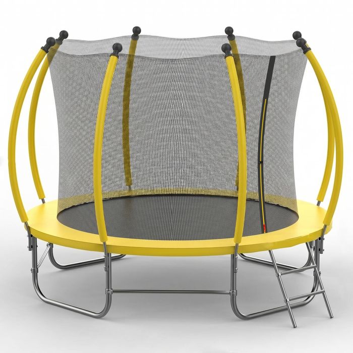 Advwin 10FT Recreational Trampoline Outdoor for Kids w/Safety Enclosure Net, Ladder, Max Limit 150 kg，Yellow