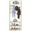 Costway Corner Coat Rack with Shoe Bench Hall Tree Entryway - White