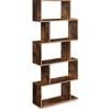 Rustic Brown 5-Tier Wooden Bookcase - Freestanding Display Shelf and Room Divider