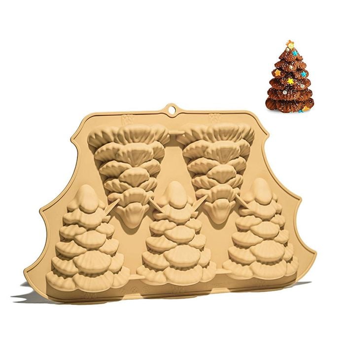 Catzon 3D Christmas Tree Ice Cube Trays Great for Chocolate Cake-Yellow