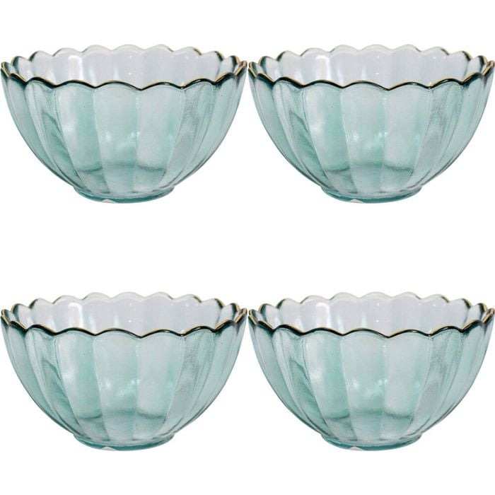 4PK LVD Glass Bowl Decorative Home/Dining Tableware 11.5cm Mist/Gold