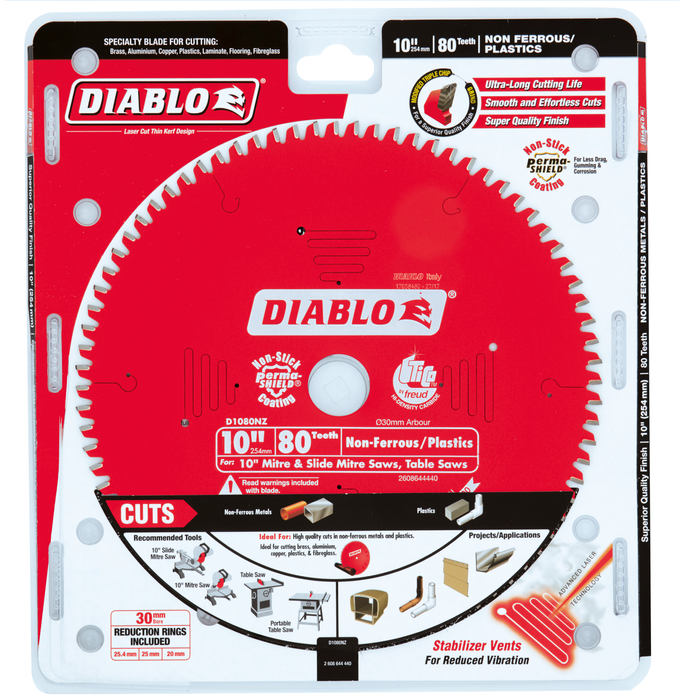 Diablo 10" / 254mm 80 Teeth Non-Ferrous Plastic Saw Blade