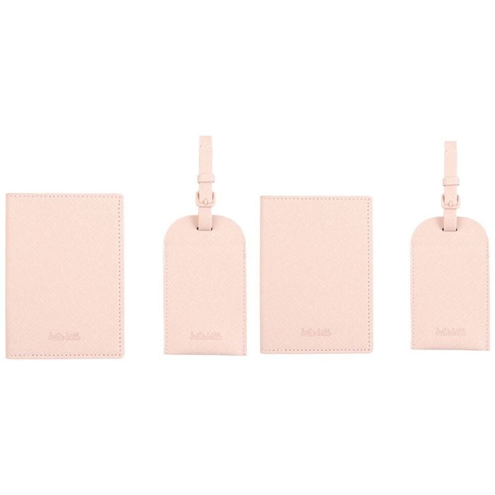 2PK Kate Hill Passport Holder Wallet & Adjustable ID Luggage Tag Gift Set Blush