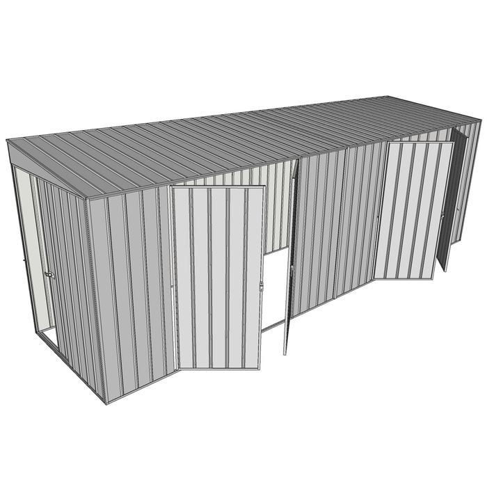 Build-a-Shed 1.5 x 6 x 2m Sliding Door Tunnel Shed With 2 Double Hinged Side Doors - Zinc