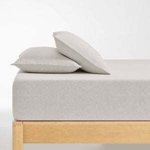 Dreamaker Jersey Luxe 100% Cotton Combo Fitted Sheet Set Oatmeal Queen Bed