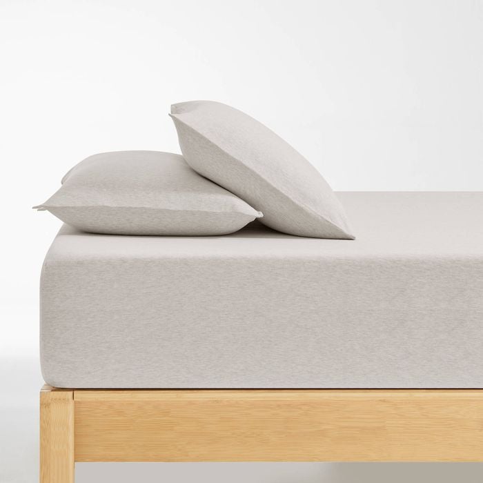Dreamaker Jersey Luxe 100% Cotton Combo Fitted Sheet Set Oatmeal Queen Bed