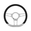 Cal Custom 14" D-Shape Billet Aluminium Steering Wheel, Black Leather Half-Wrap
