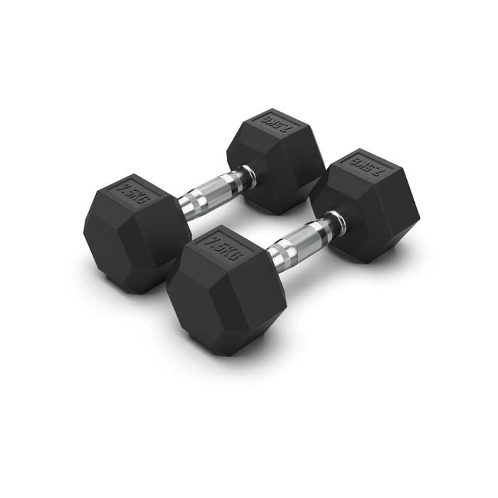 2x 7.5kg Hex Dumbbell Set Rubber Coated Hand Weights Workout Home Gym